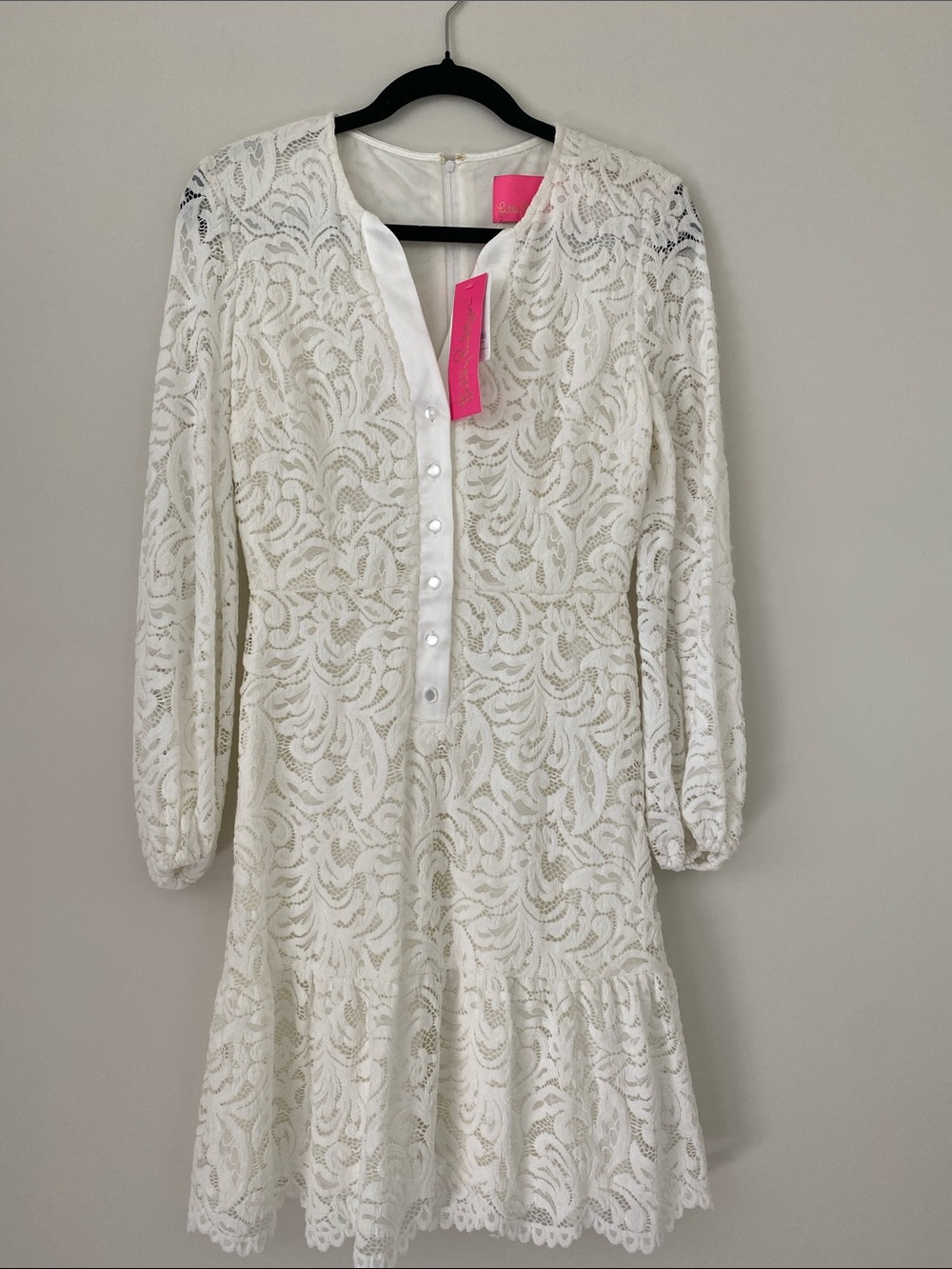 Lilly Pulitzer White Lace Long-Sleeve Shift Dress